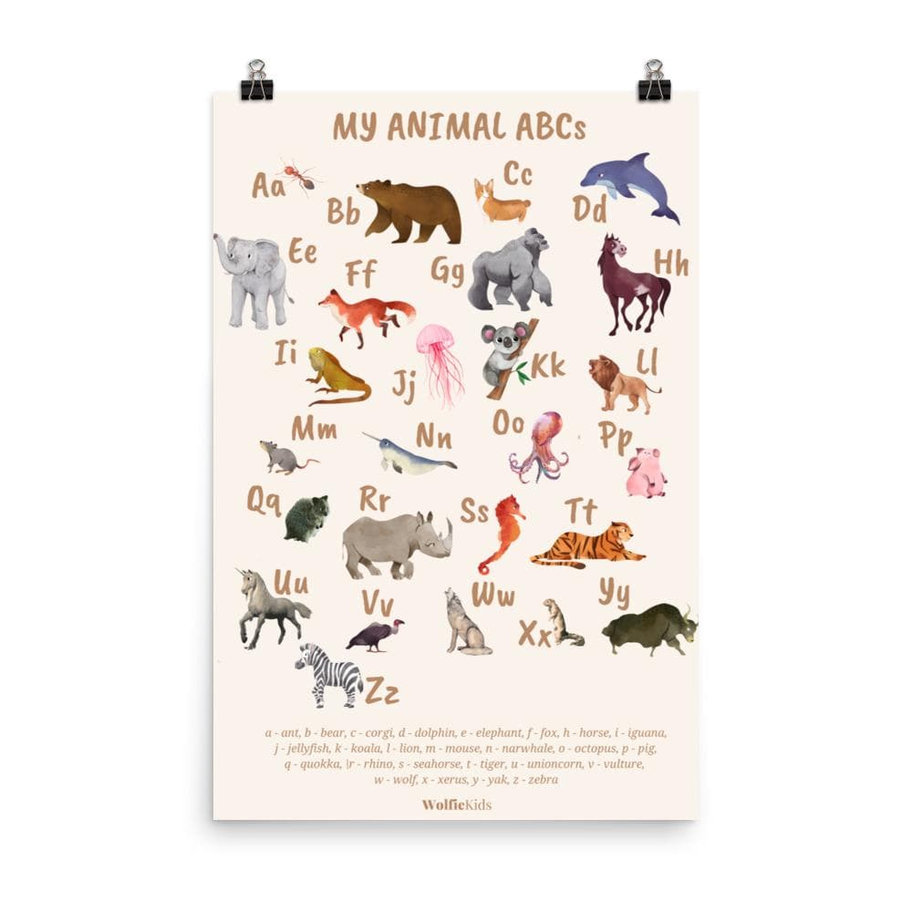 Wolfie's ABC educational poster | cream