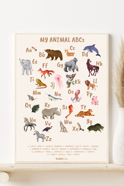 Wolfie's ABC educational poster | cream