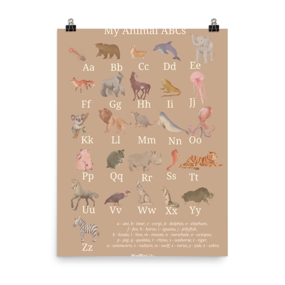 Wolfie's ABC educational poster | caramel