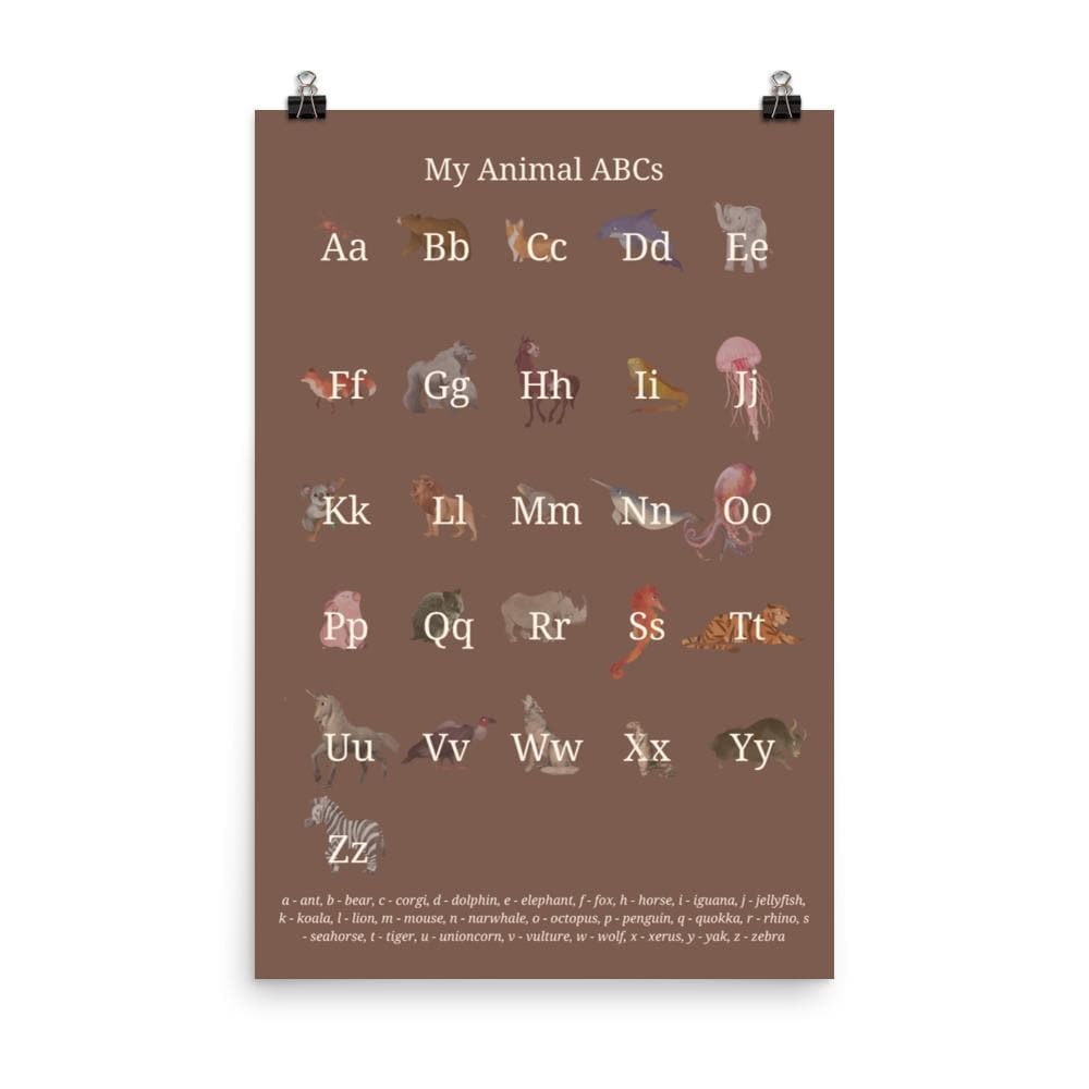 Wolfie's ABC educational poster | cocoa
