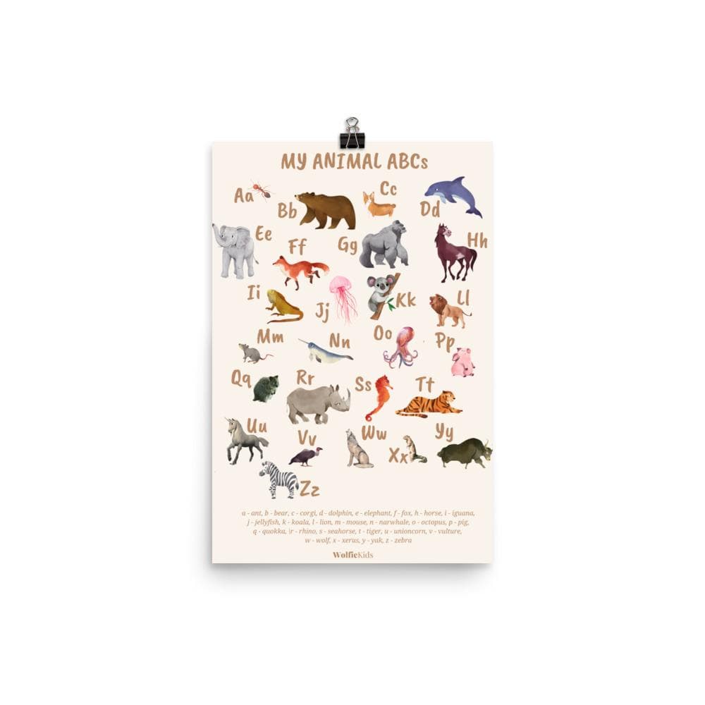 Wolfie's ABC educational poster | cream