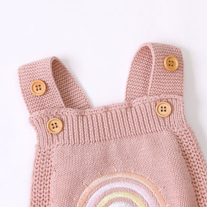 Rainbow knitted romper | blush