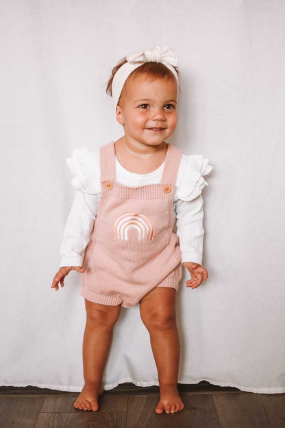 Rainbow knitted romper | blush