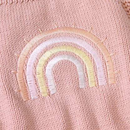 Rainbow knitted romper | blush