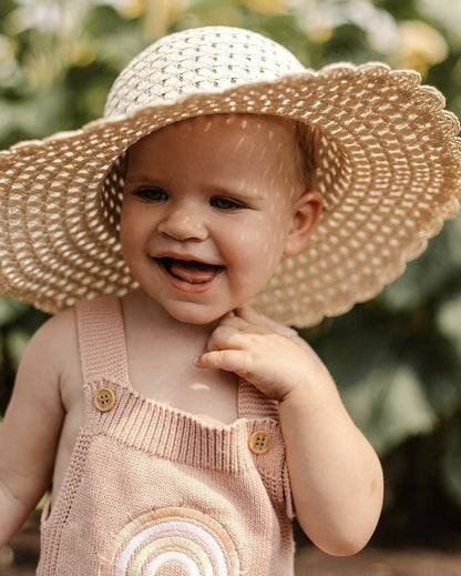 Rainbow knitted romper | blush