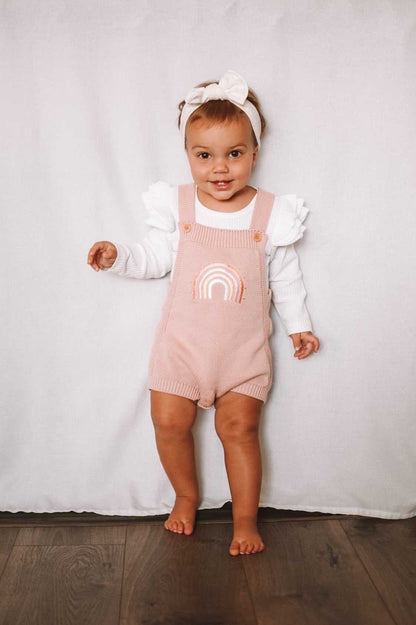 Rainbow knitted romper | blush
