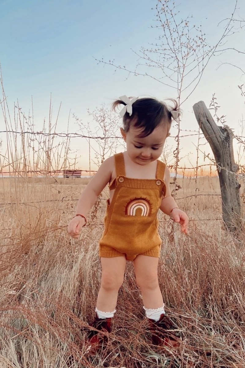 Rainbow knitted romper | honey