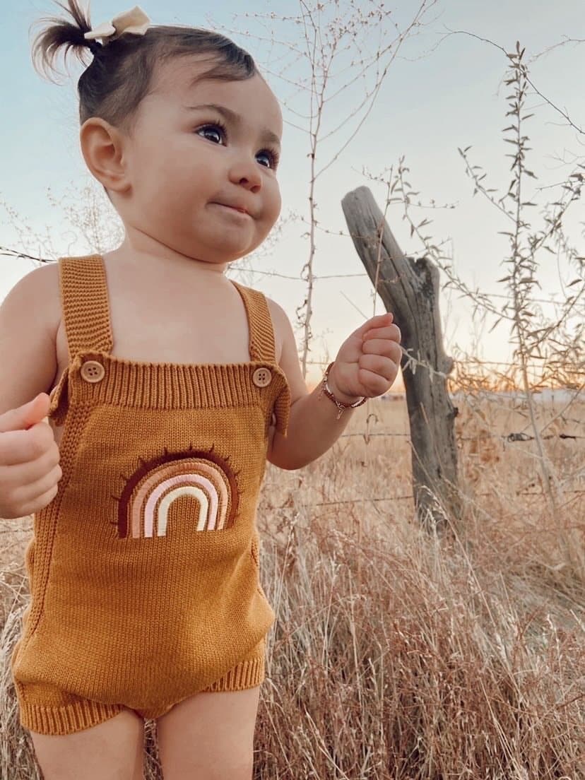 Rainbow knitted romper | honey