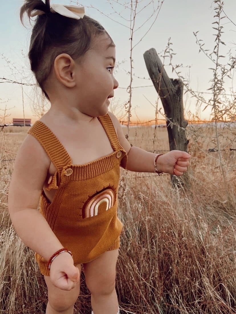 Rainbow knitted romper | honey