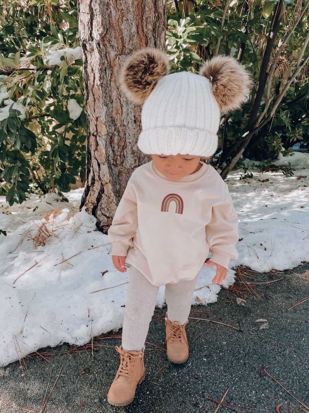 Rainbow winter romper | cream