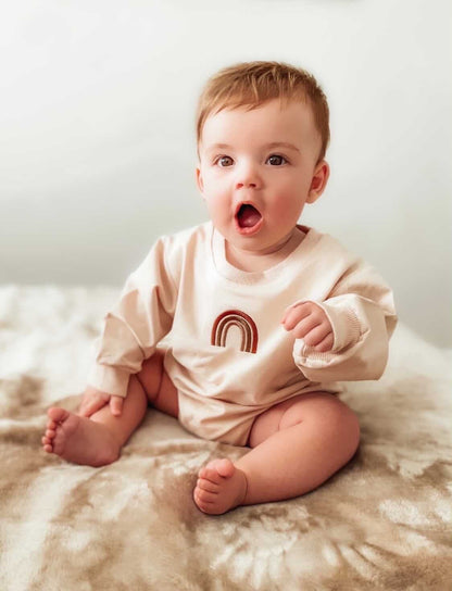 Rainbow winter romper | cream