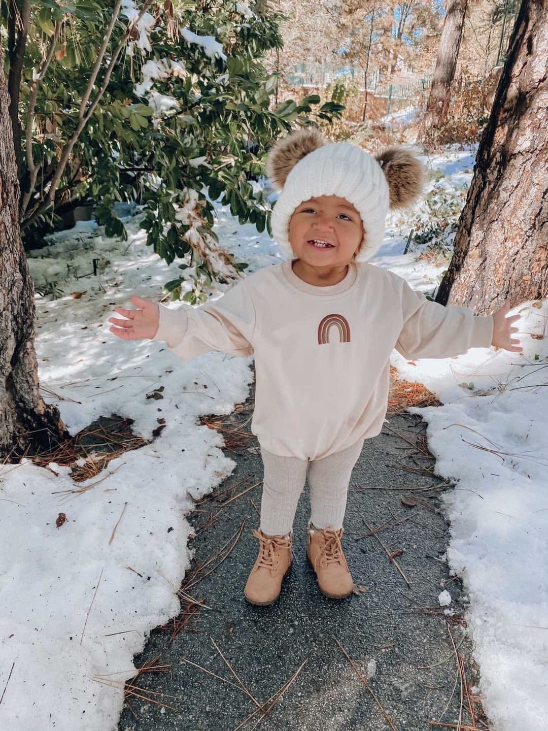 Rainbow winter romper | cream