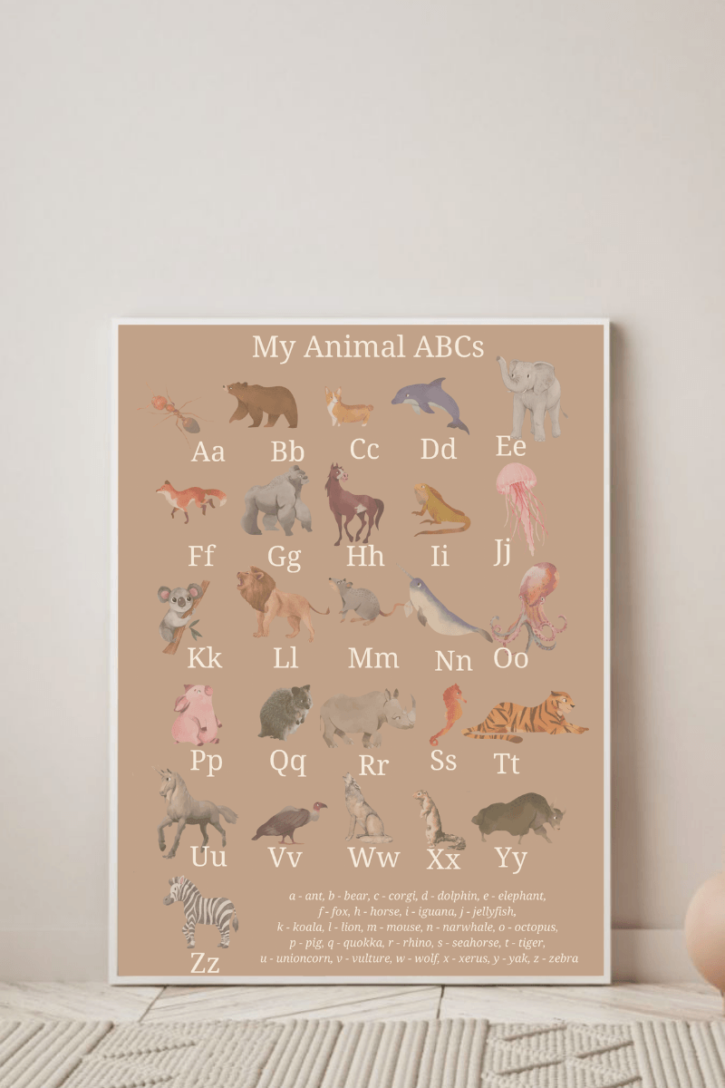 Wolfie's ABC educational poster | caramel