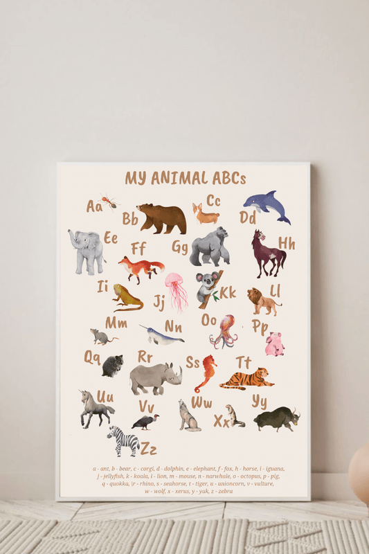 Wolfie's ABC educational poster | cream